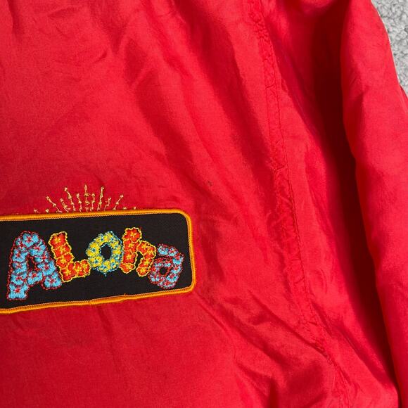 Vintage Hawaii Jacket Mens Medium Red Aloha Full Zip Lightweight Windbreaker - Picture 5 of 13